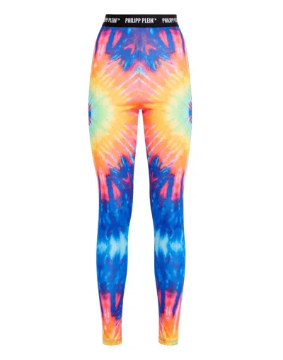Philipp Plein Tie-dye Logo Leggings In Multi