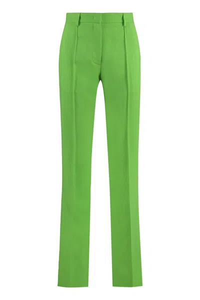 Msgm Flared Trousers With Pockets And Pleats In Green