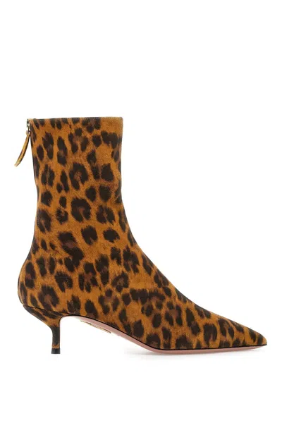 Shop Aquazzura Leopard Print Montmartre Boot In Brown