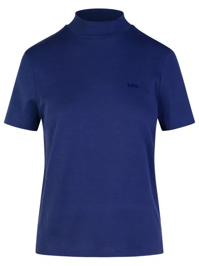 Shop Apc A.p.c. 'caroll' Navy Cotton T Shirt