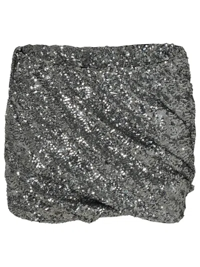 Attico Silver Polyester Skirt