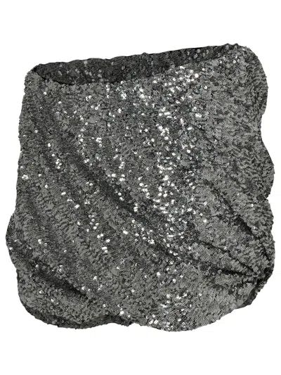 Attico Silver Polyester Skirt