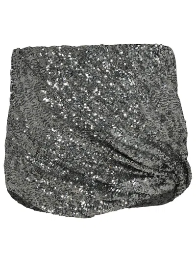 Attico Silver Polyester Skirt
