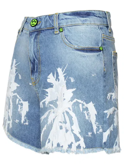 Barrow Abstract-pattern Print Denim Shorts In Multi