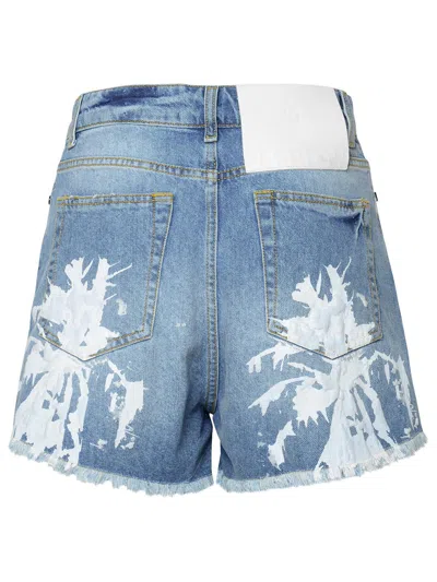 Barrow Abstract-pattern Print Denim Shorts In Multi