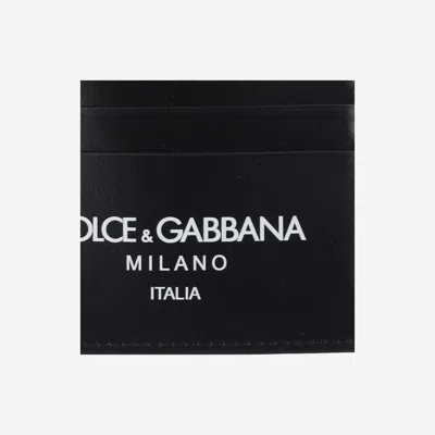 Dolce & Gabbana Black Wallet With Contrsting Print In Smooth Leather Man