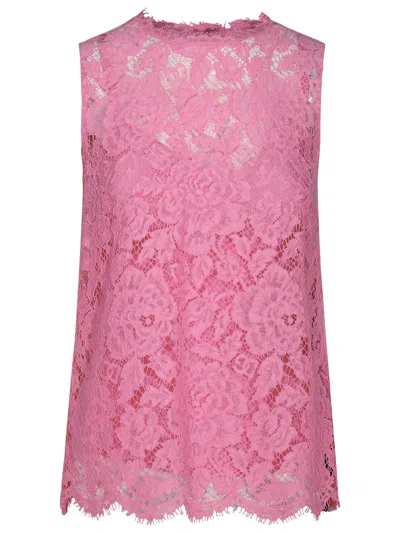 Shop Dolce & Gabbana Pink Viscose Blend Tank Top