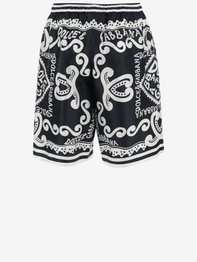 Dolce & Gabbana Dolce&gabbana Silk Bermuda With Navy Print