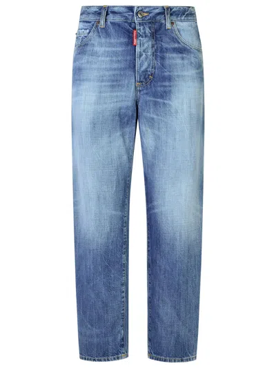 Shop Dsquared2 'boston' Light Blue Denim Jeans