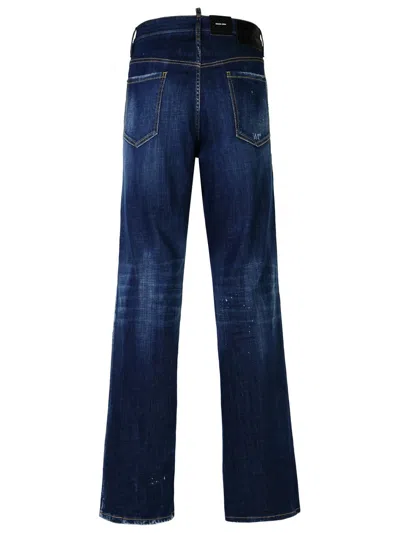 Shop Dsquared2 'roadie' Blue Cotton Denim Jeans