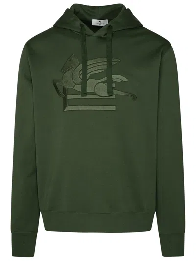 Shop Etro Green Cotton Sweatshirt