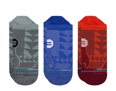 Stance Feel 360 - Sloan Running Gry/blue/red Ankle Socks 3 Pack A248a21slo-mul In Multi