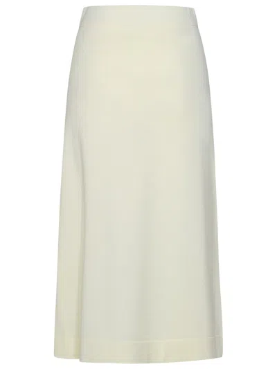 Shop Jil Sander Cream Virgin Wool Skirt