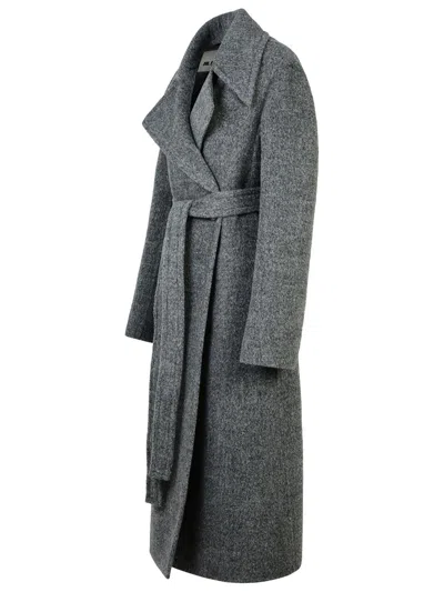 Jil Sander Long Grey Coat With Belt