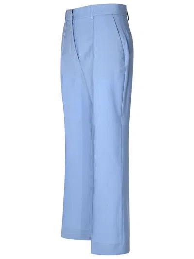 Shop Lanvin Light Blue Virgin Wool Trousers