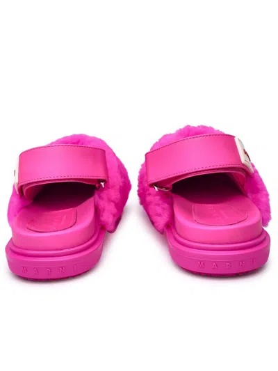 Shop Marni Fuchsia Fur Slipper