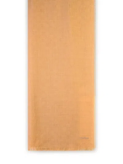 Max Mara 'magico' Wool Scarf With Fringed Edges And Monogram Pattern