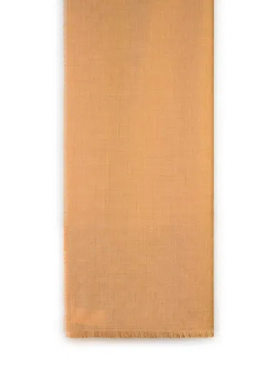 Max Mara 'magico' Wool Scarf With Fringed Edges And Monogram Pattern