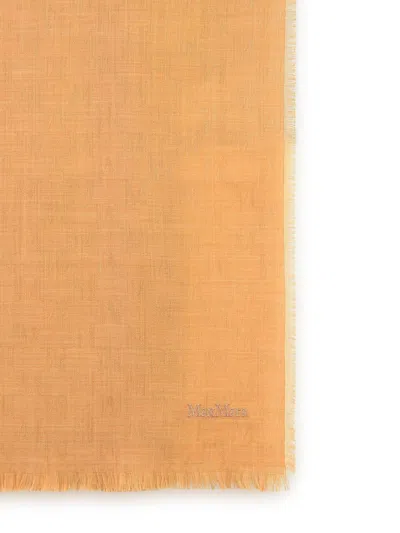 Max Mara 'magico' Wool Scarf With Fringed Edges And Monogram Pattern