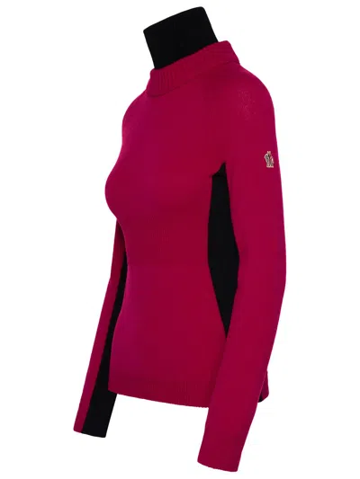 Shop Moncler Grenoble Fucsia Wool Blend Turtleneck Sweater