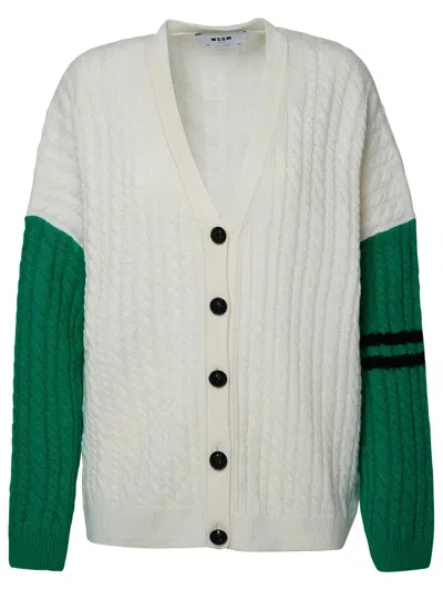 Msgm Colour-block Cable-knit Cardigan