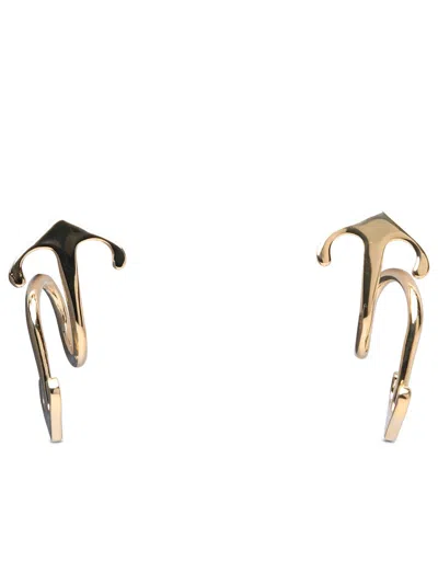 Shop Off-white Off White 'mono Arrow' Gold Brass Earrings