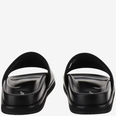 Shop Off-white Off White Leather Slippers With Logo