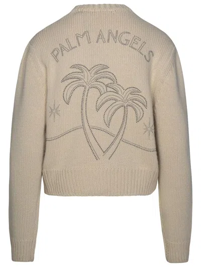 Shop Palm Angels Beige Wool Blend Sweater