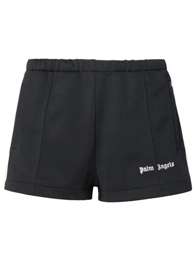 Shop Palm Angels Black Polyester Sporty Shorts