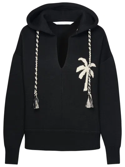 Shop Palm Angels Black Wool Blend Sweatshirt