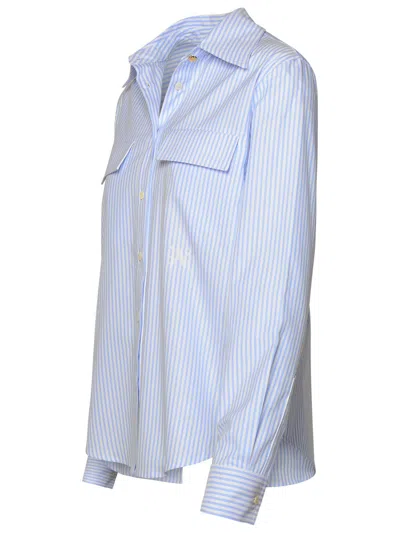 Shop Palm Angels Light Blue Cotton Shirt