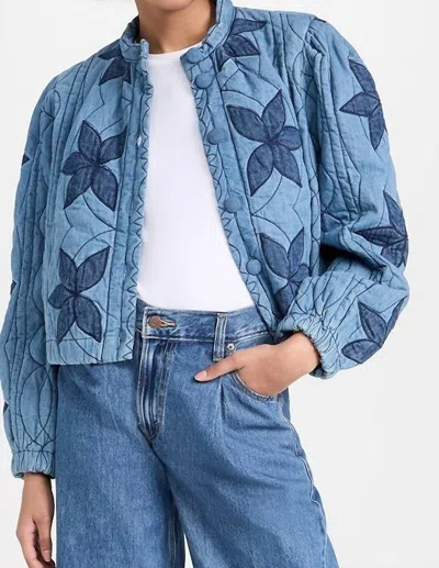 Free People Quinn Quilted Cotton Denim Jacket In Blue