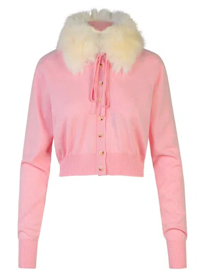 Shop Sportmax 'sport' Pink Virgin Wool Cardigan