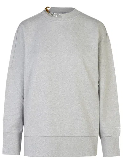 Stella Mccartney Crewneck Organic Cotton Sweatshirt With Chain. In Gray