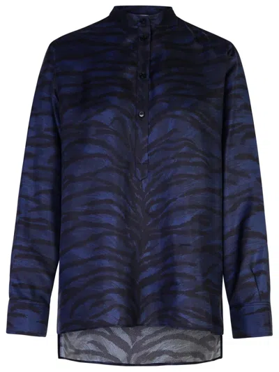 Shop Stella Mccartney Stella Mc Cartney '' Tiger Print Blue And Black Silk Shirt