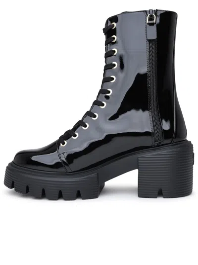 STUART WEITZMAN STUART WEITZMAN BLACK PATENT LEAR SOHO BOOTS 