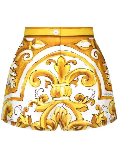 Shop Dolce & Gabbana Shorts With Majolica Print