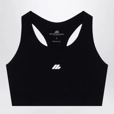 Balenciaga Sporty Reflective Logo Top Tops Black In Black
