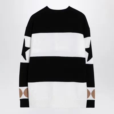 Max Mara Wool And Cashmere Sweater With Flocked 1951 Motif In Black
