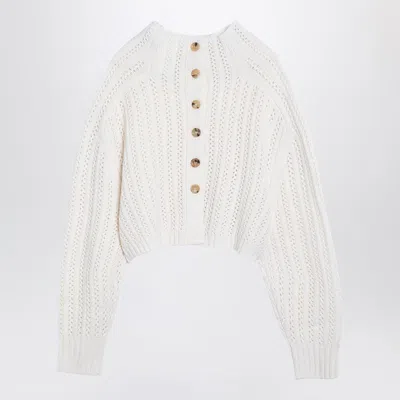 Max Mara White Perforated Wool And Cashmere Sweater Women In Cream