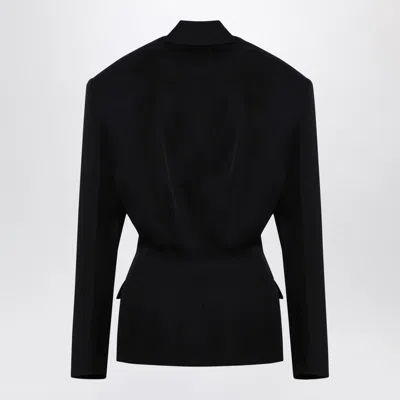 Attico Black Wool Single-breasted Jacket With Epaulettes In Black