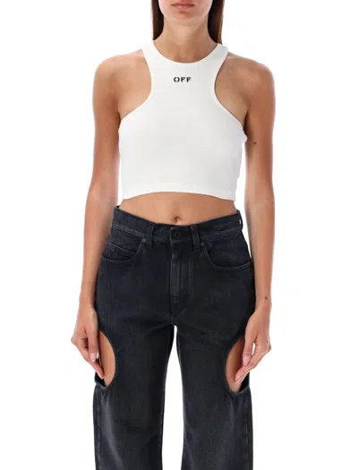 Shop Off-white Ribbed Crop Top
