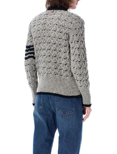 Shop Thom Browne All-over Cable Stitch Classic Crewneck In Lt Grey