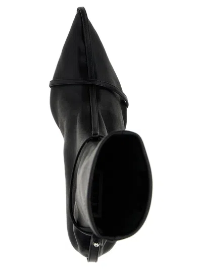 Jil Sander Stivaletto Trunk Nylon T-strap Booties In Black