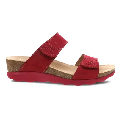 Dansko Women's Maddy Light Weight Adjustable Slide Sandal In Red In Red