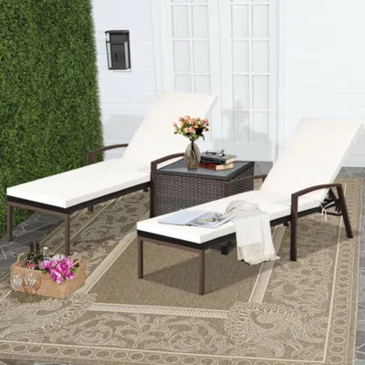 Hivvago 2 Pieces Patio Rattan Adjustable Back Lounge Chair With Armrest And Removable Cushions-turquoise