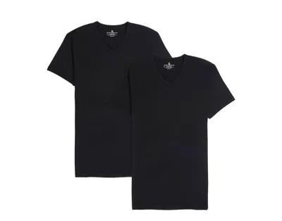 Psycho Bunny Men's Undershirt V Neck Tee Black 2 Pack B6u905arcs-blk In Black