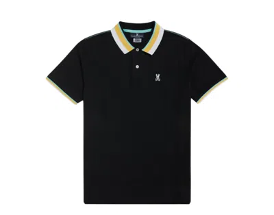 Psycho Bunny Oliver Neon Tipped Polo Black Big And Tall Shirt B9k102s1pc-blk In Black