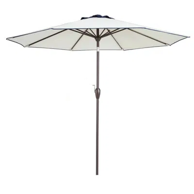 Homezia 9' Beige And Navy Polyester Octagonal Tilt Market Patio Umbrella