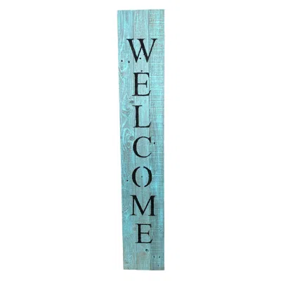 Homezia Rustic Light Aqua Blue Front Porch Welcome Sign